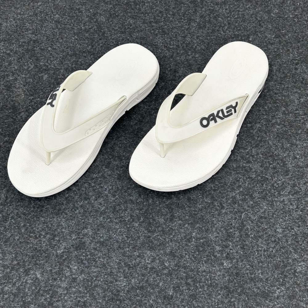 Oakley Womens White Rubber Flip Flop Sandals Size 9 Athletic Beach Thong Shoes